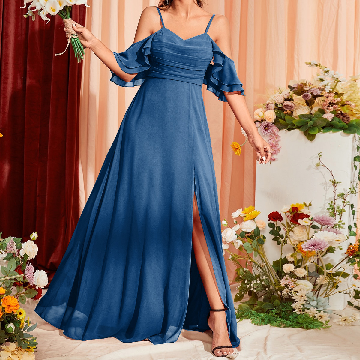 Women Strappy Prom Birthday Elegant Wedding Bridesmaid Dress