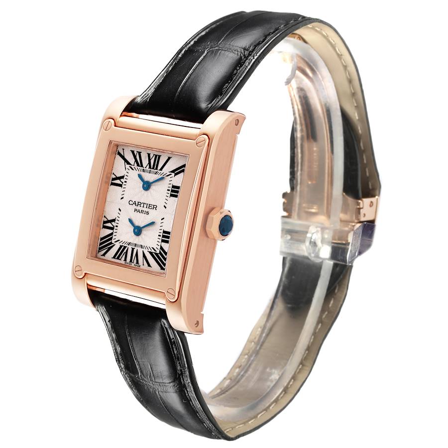 Cartier Tank a Vis Dual Time Rose Gold Mens Watch W1537651