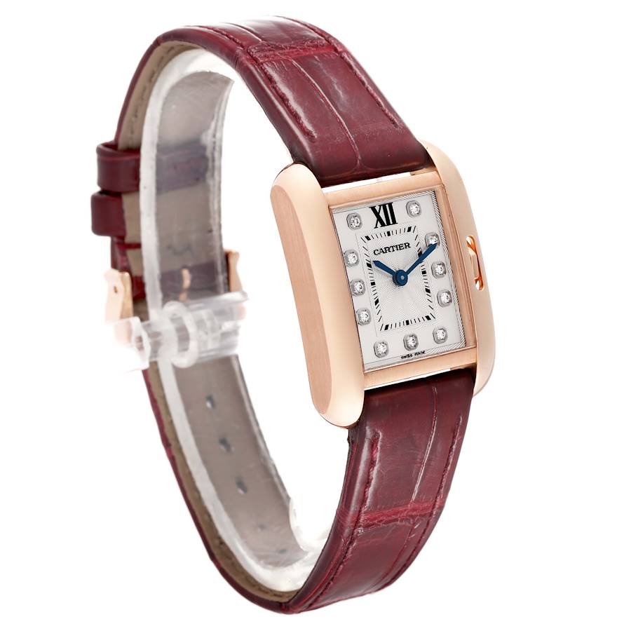 Cartier Tank Anglaise Rose Gold Diamond Dial Small Ladies Watch WJTA0007 Papers