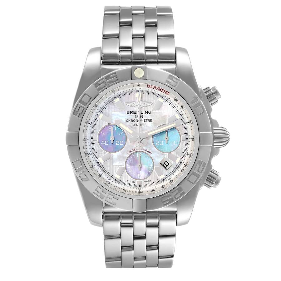 Breitling Chronomat 01 Blue Mother of Pearl Steel Mens Watch AB0110