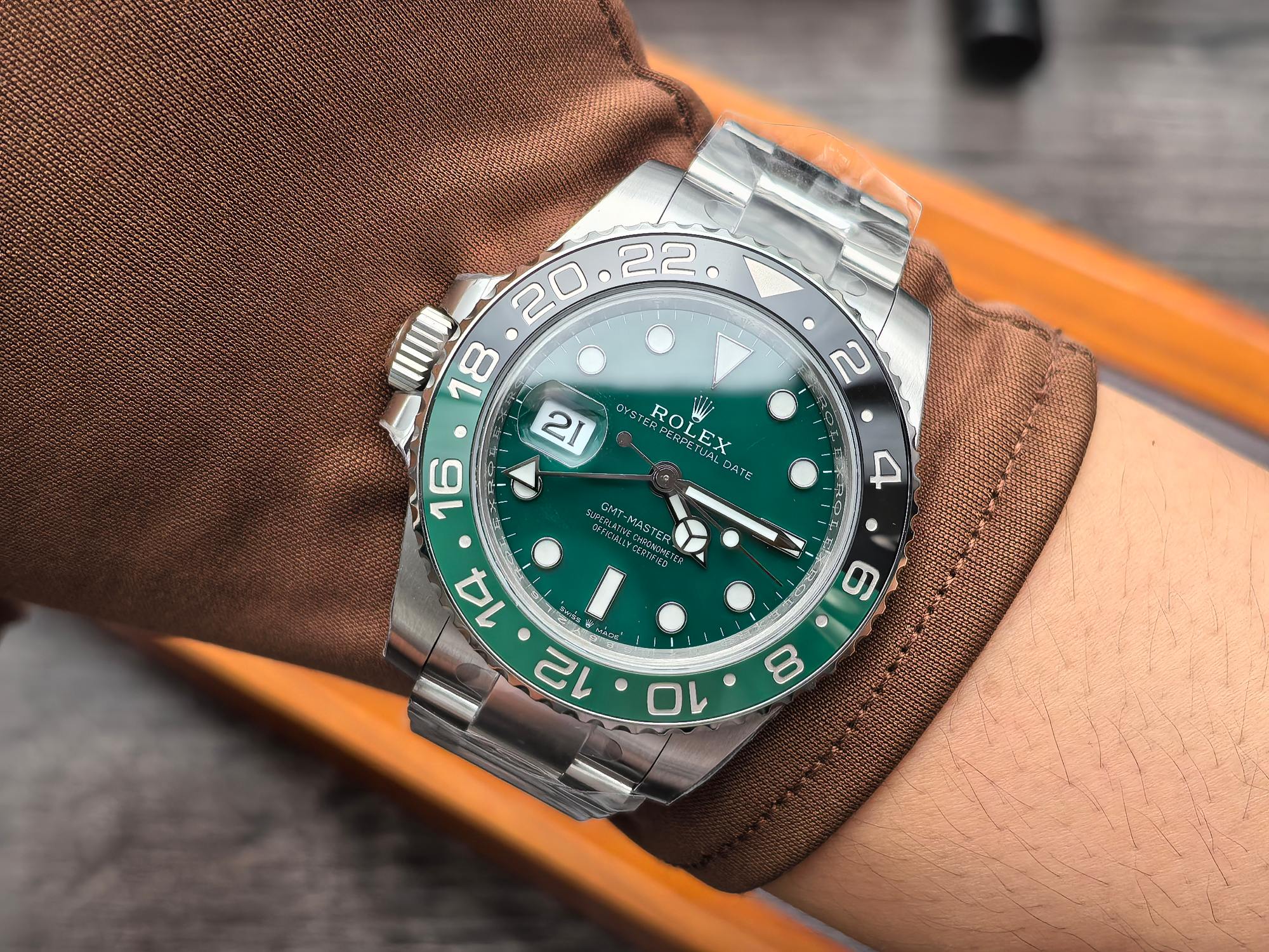 CC Rolex GMT Master II Green Dial M126729VTNR 0002 1:1 Clone Jubilee Bracelet Watch