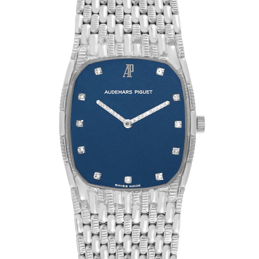 Audemars Piguet White Gold Blue Dial Diamond Vintage Mens Watch