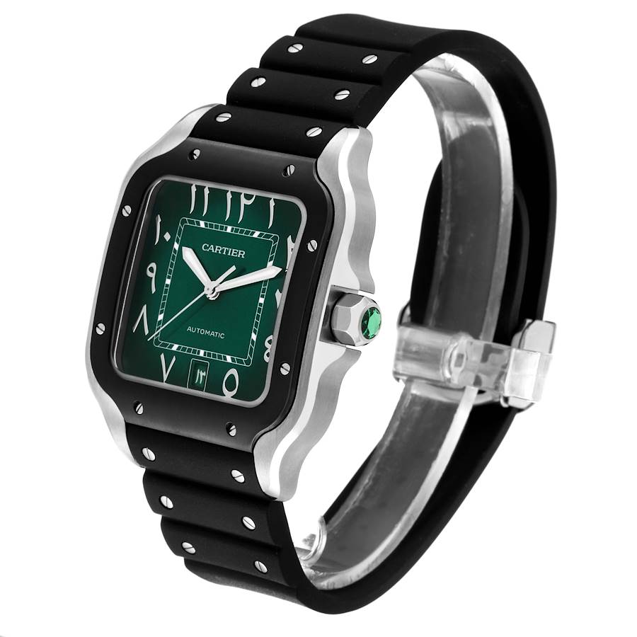 Cartier Santos de Cartier Green Arabic Dial Steel Mens Watch WSSA0055
