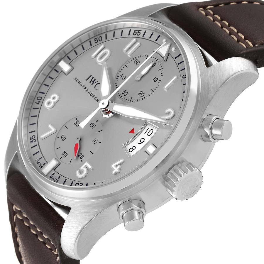 IWC Pilot Spitfire Ju Air Chronograph Silver Dial Mens Watch IW387809
