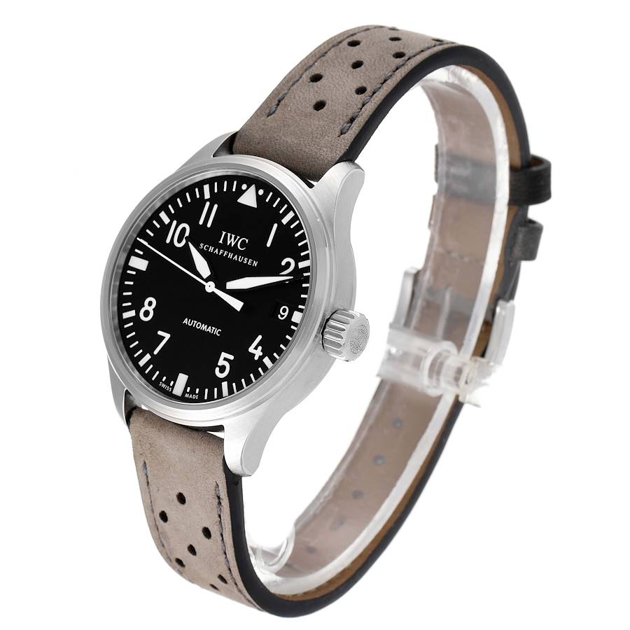 IWC Pilot 34mm Midsize Black Dial Grey Strap Steel Unisex Watch IW325601