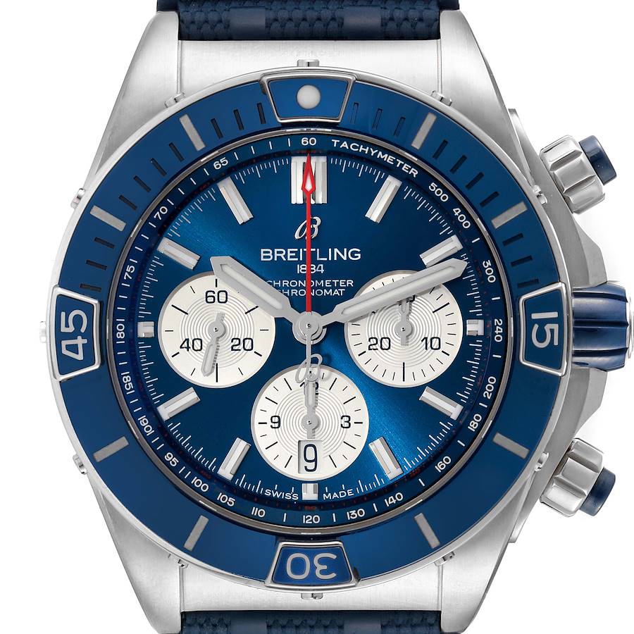 Breitling Super Chronomat B01 Blue Dial Steel Mens Watch AB0136