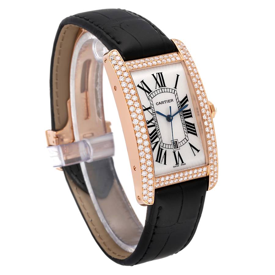 Cartier Tank Americaine Large Rose Gold Diamond Mens Watch WB704851