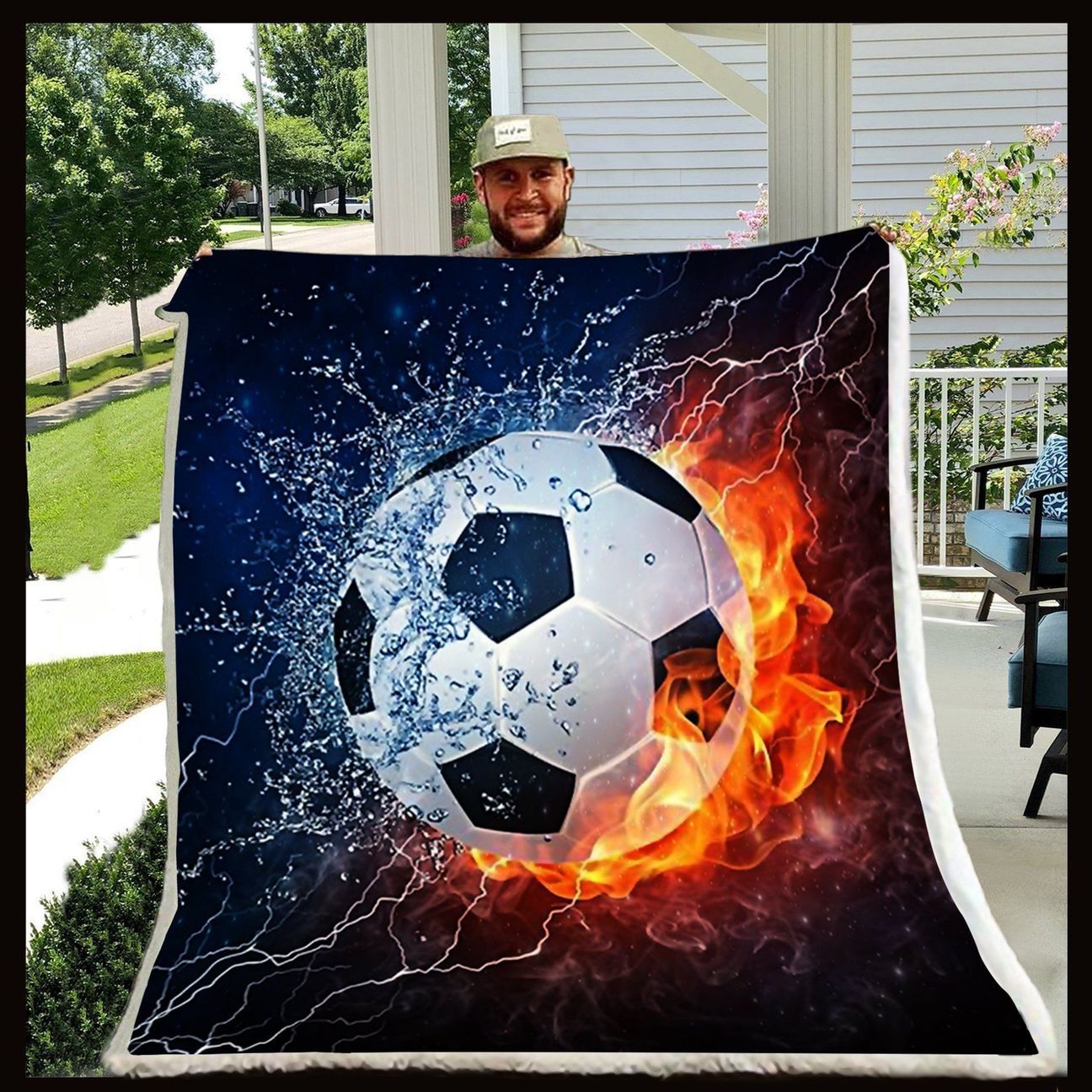 Soccer Blanket. Water And Fire Soccer Lover