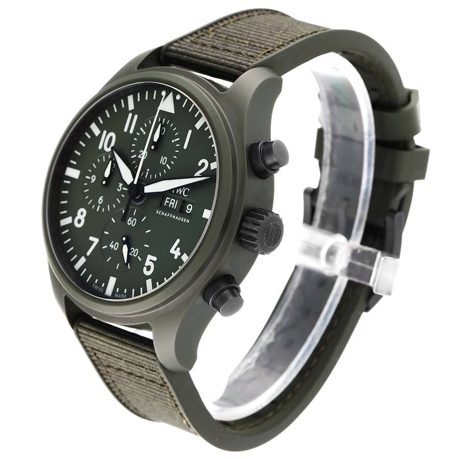 IWC Pilot Top Gun Chronograph Green Ceramic Dial Mens Watch "Woodland" IW389106