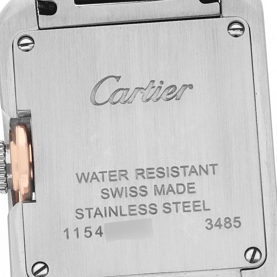 Cartier Tank Anglaise Small Steel Rose Gold Diamond Dial Watch WT100024 Papers