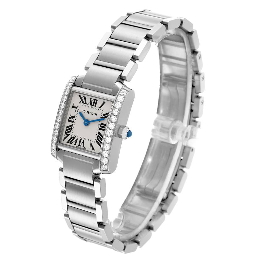 Cartier Tank Francaise Small Steel Diamond Bezel Ladies Watch W4TA0008