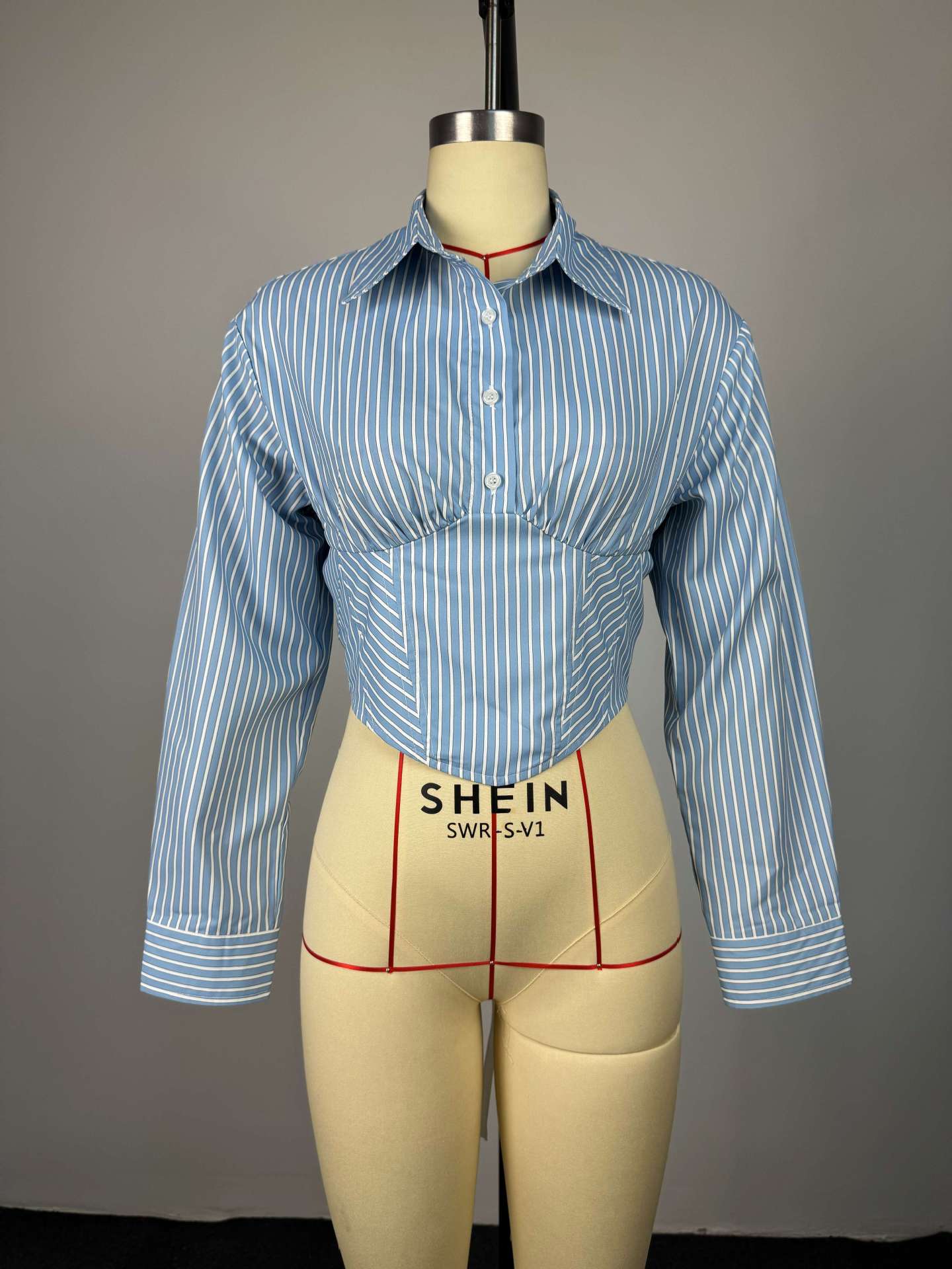 Women Summer Striped Turndown Collar Long-Sleeve Shirt Top