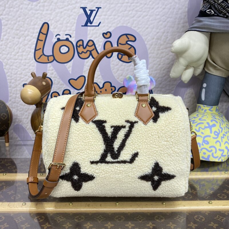 Replica Louis Vuitton Speedy Bandouliere 25 White Wool
