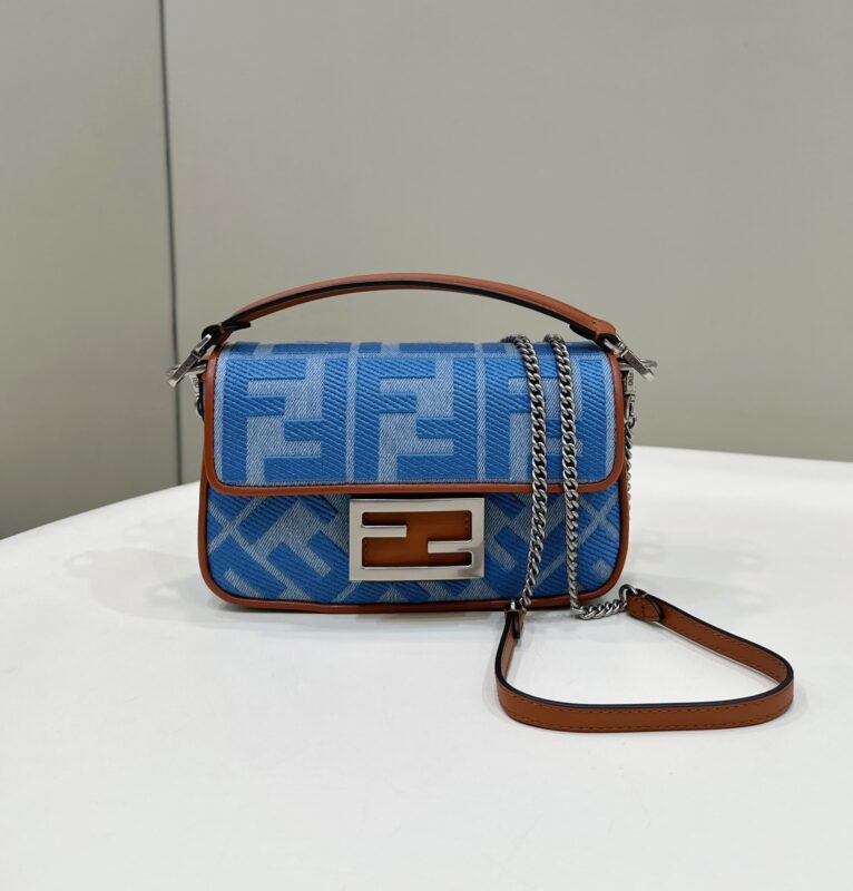Replica Fendi Baguette Small Denim Blue