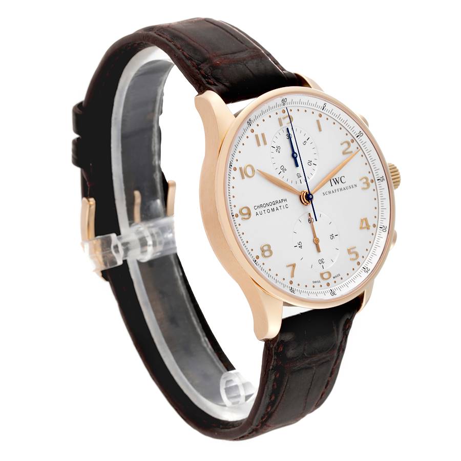 IWC Portuguese Chronograph Rose Gold Silver Dial Mens Watch IW371402