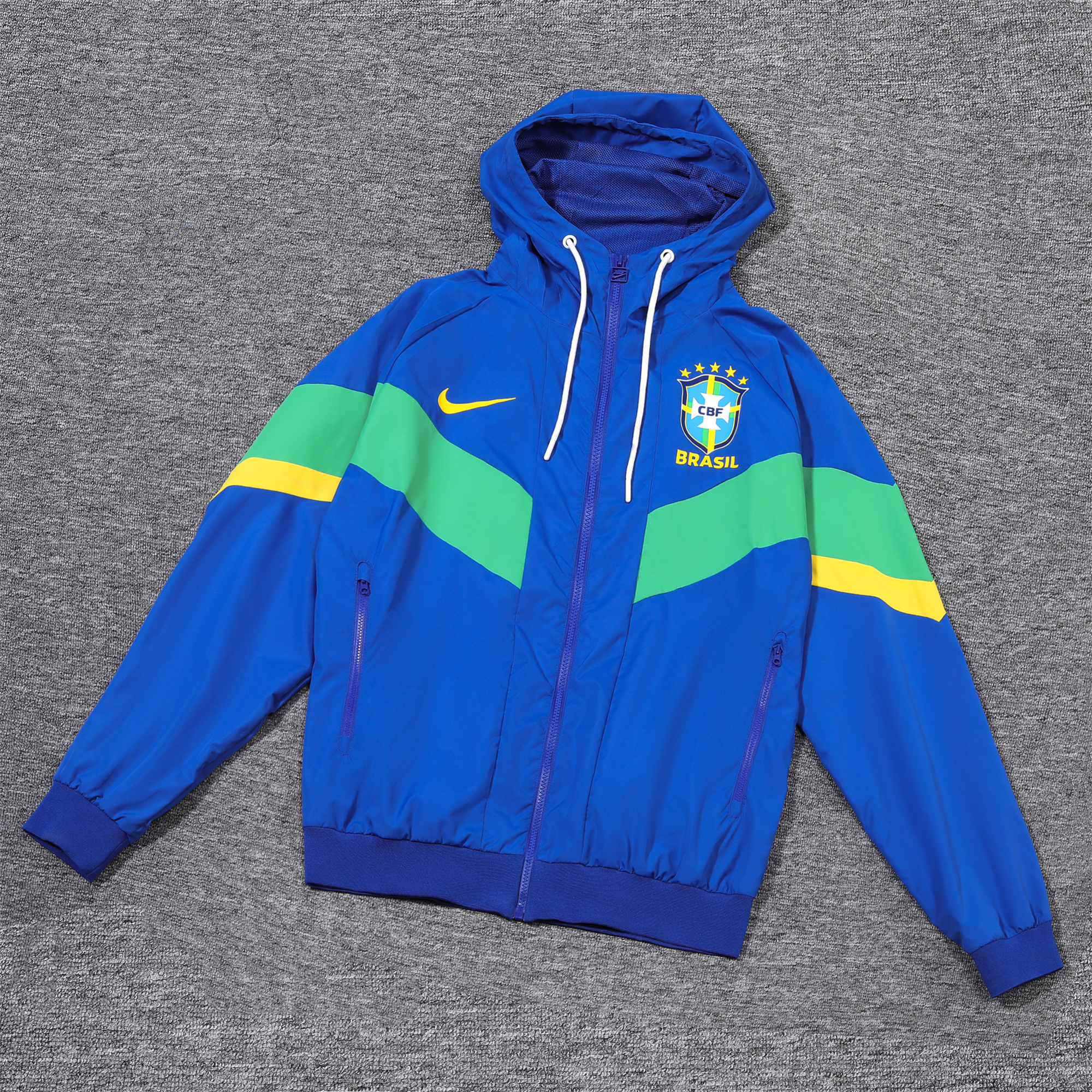 Brazil 2024 National Team Anthem Blue Hooded Windbreaker - Player Version