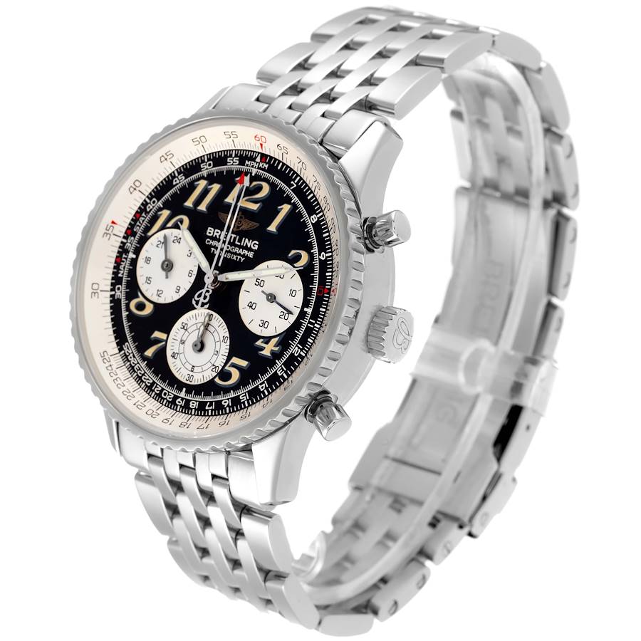 Breitling Navitimer Twin Sixty 2 Black Dial Steel Mens Watch A39022
