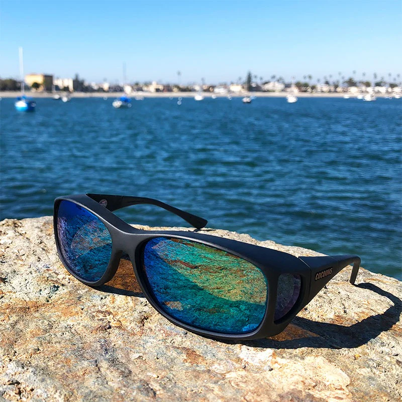 Black Style Line Frame with Polarized Green Mirrored Lens