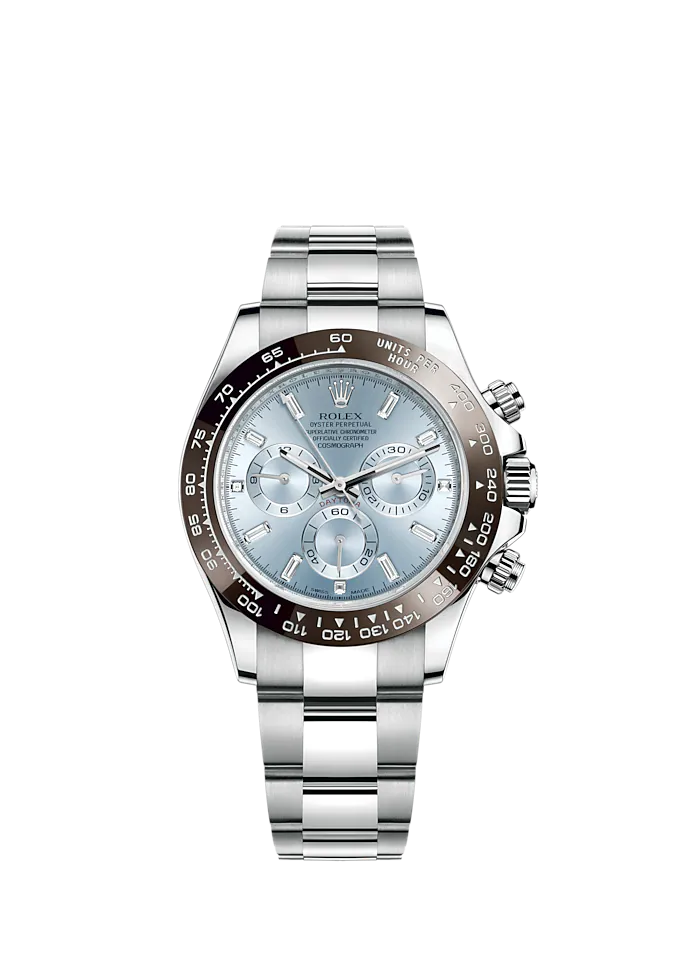 Rollie-The Crown Cosmograph Daytona 40mm Platinum Ice-Blue Dial m116506-0002 Unworn