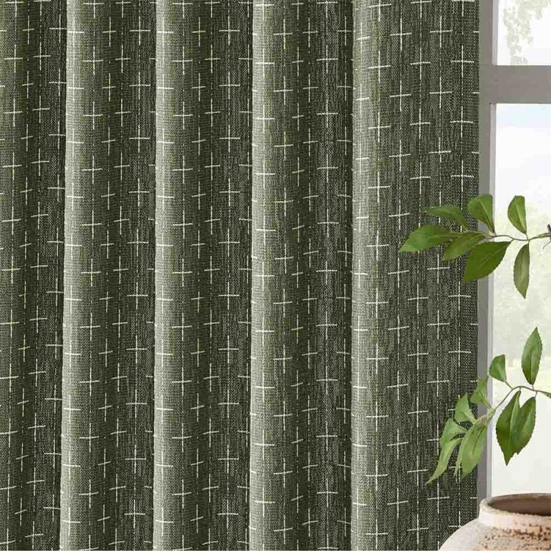 Custom Textured Geometric Linen Curtains (2 Panels)