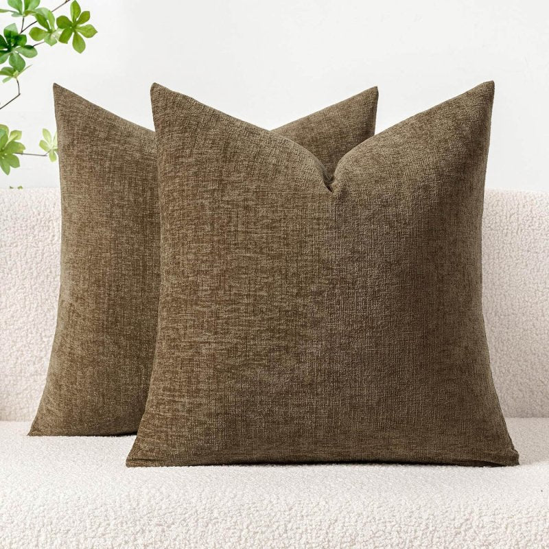 Soft Chenille Solid Dyed Pillow Covers (Pack of 2)