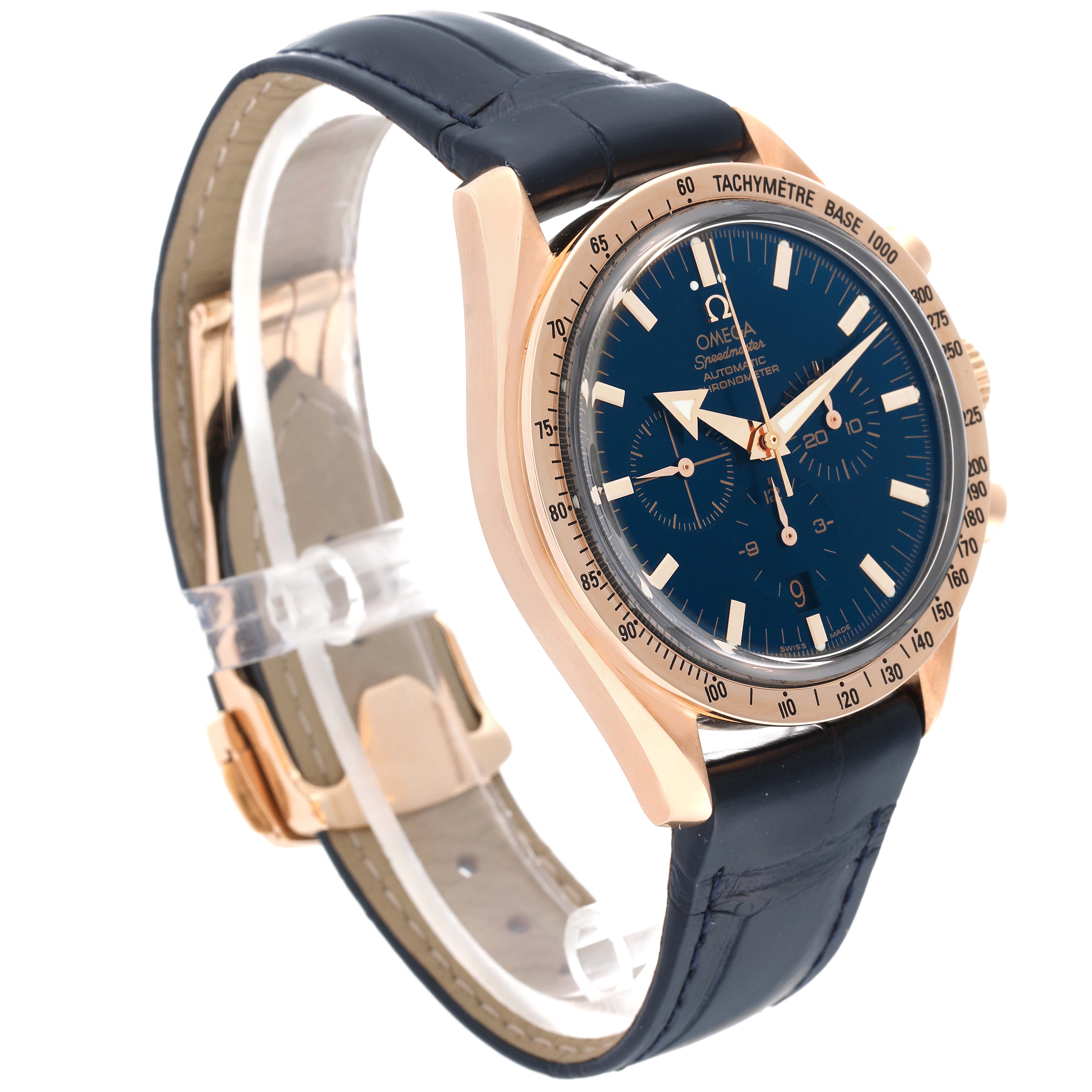 Omega Speedmaster Broad Arrow Blue Dial Rose Gold Mens Watch 42.0 MM 3653.80.33