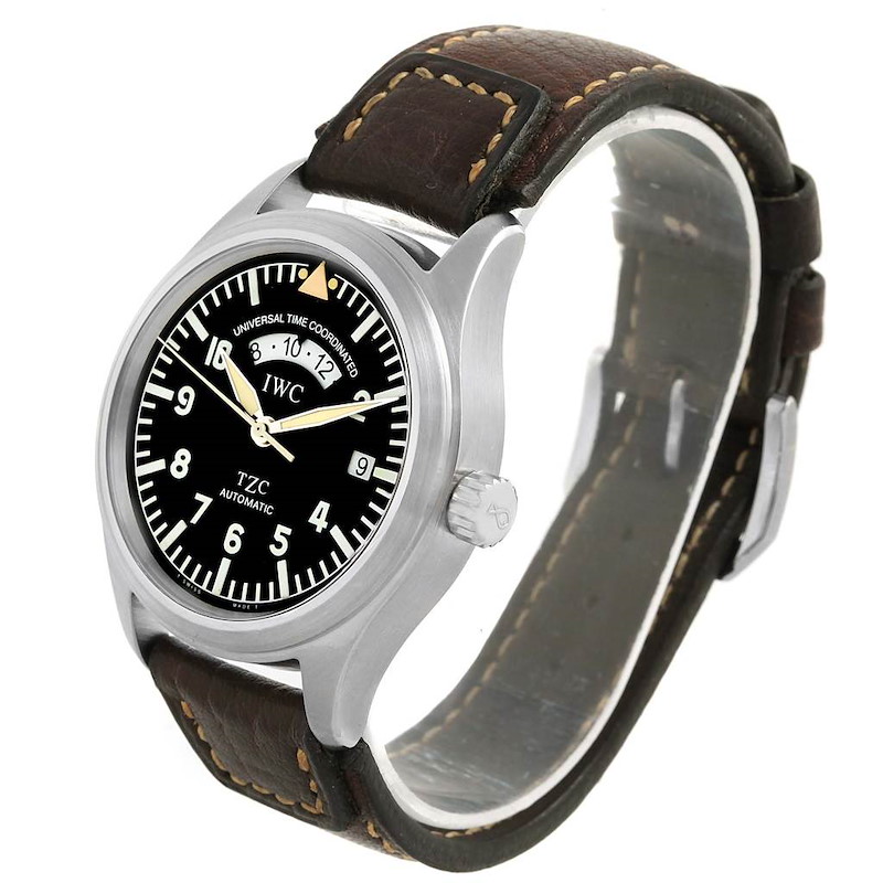 IWC TZC UTC Pilot's Black Dial Automatic Steel Mens Watch IW3251