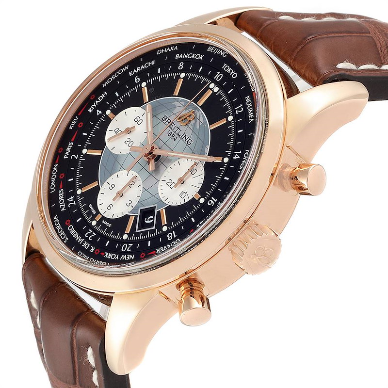 Breitling Transocean Chronograph Unitime Rose Gold Watch RB0510