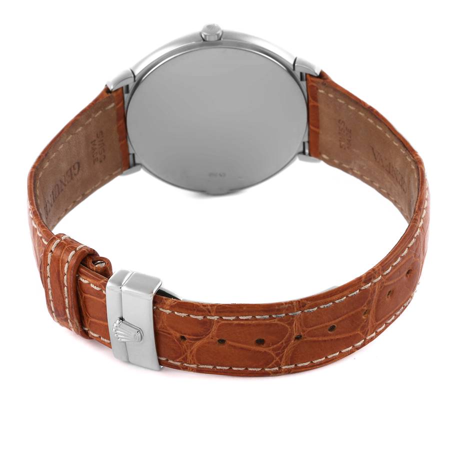 Rolex Cellini White Gold White Dial Brown Strap Mens Watch 6623