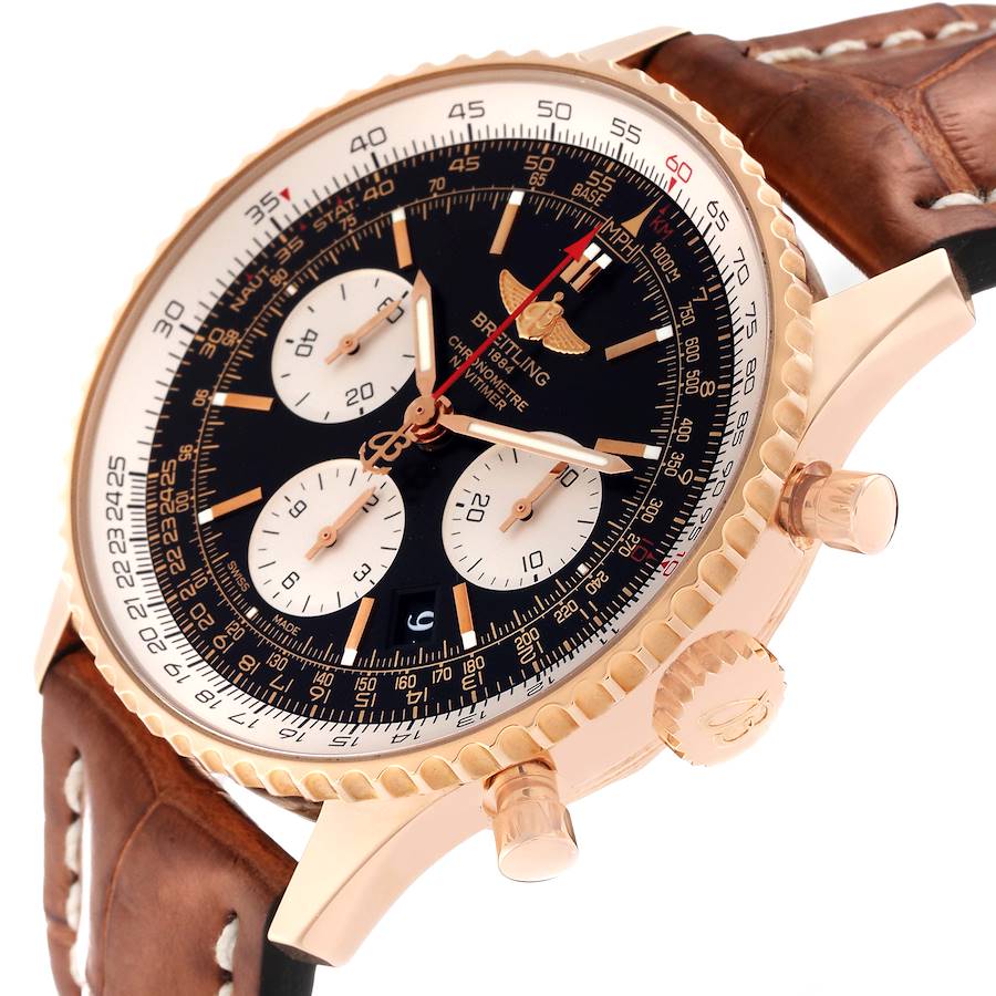 Breitling Navitimer 01 Rose Gold Black Dial Mens Watch RB0120