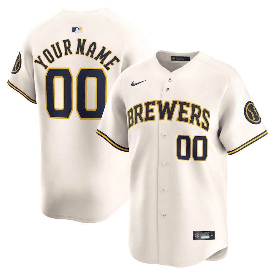 Milwaukee Brewers Youth Home Limited Custom Jersey Cream