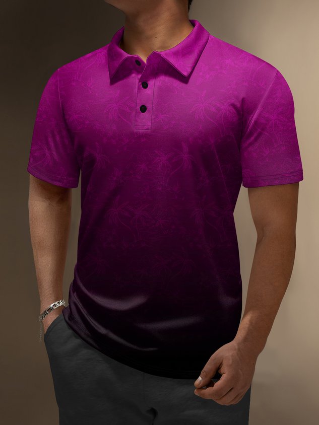 Moisture-Wicking 3D Ombre Coconut Tree Short Sleeve Golf Polo