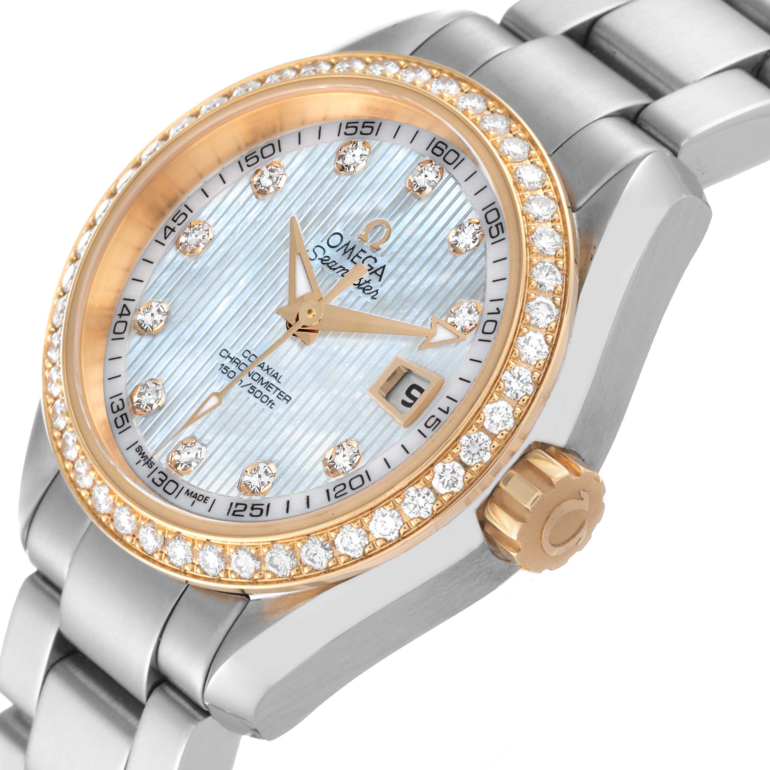 Omega Seamaster Aqua Terra Steel Yellow Gold Diamond Ladies Watch 30.0 MM 231.25.30.20.55.004