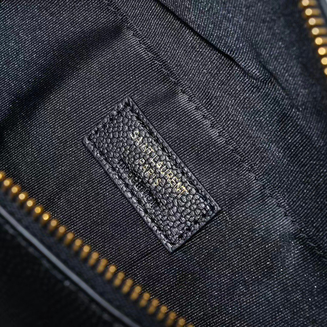 Saint Laurent Belt Bag Ysl Logo Appliquéd Leather Black 25Cm