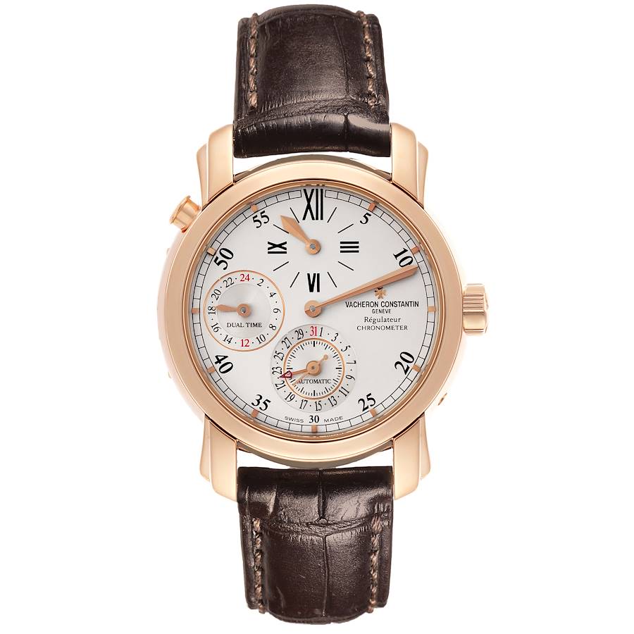 Vacheron Constantin Malte Dual Time Regulator Rose Gold Mens Watch 42005