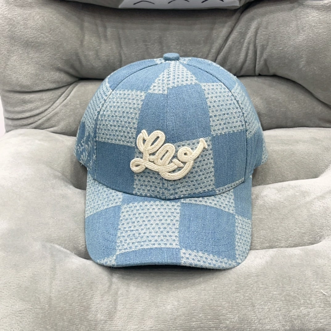 Louis Vuitton Damier Denim 3d Baseball Cap Denim Blue M7534m