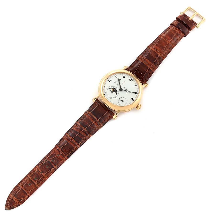 Patek Philippe Complications Power Reserve Moonphase Yellow Gold Mens Watch 5054