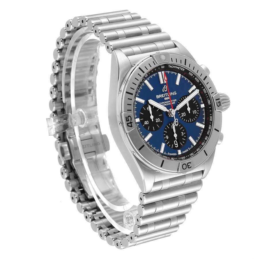 Breitling Chronomat B01 42 Blue Dial Steel Mens Watch AB0134