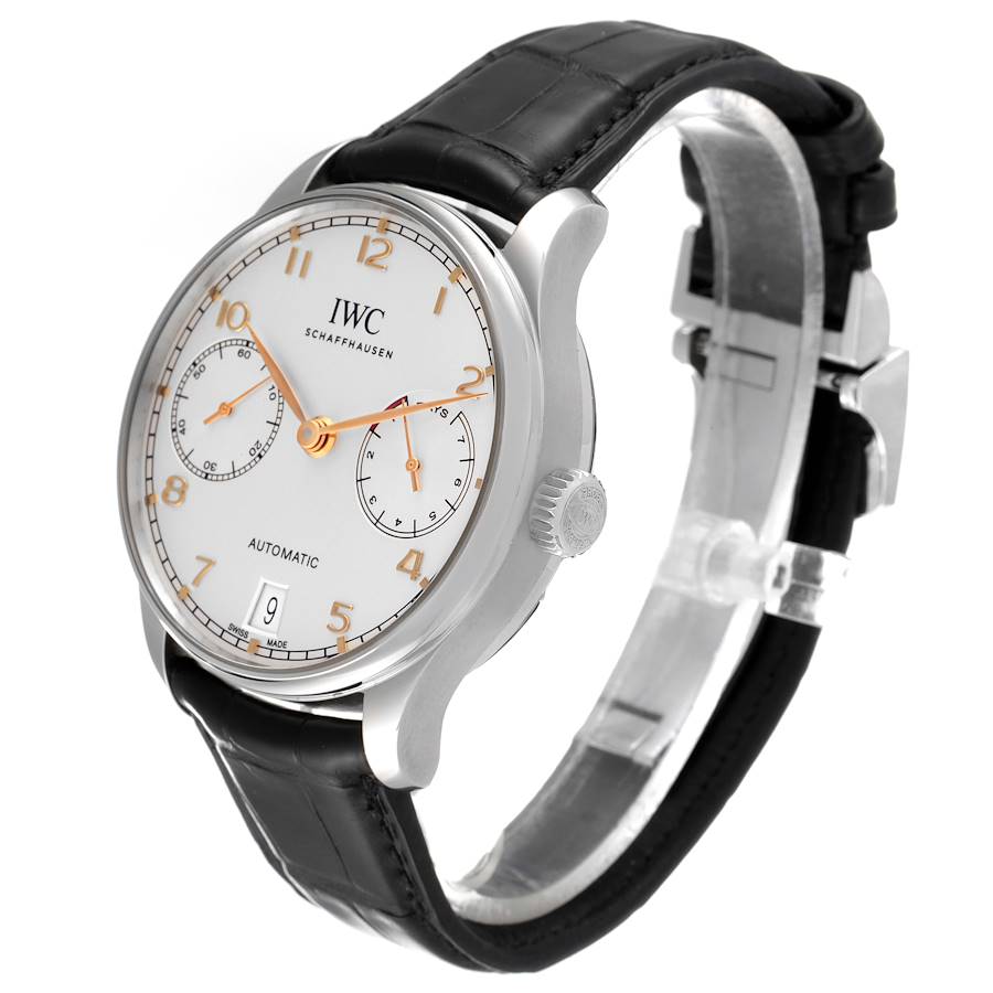 IWC Portugieser 7 Day Steel Silver Dial Mens Watch IW500704