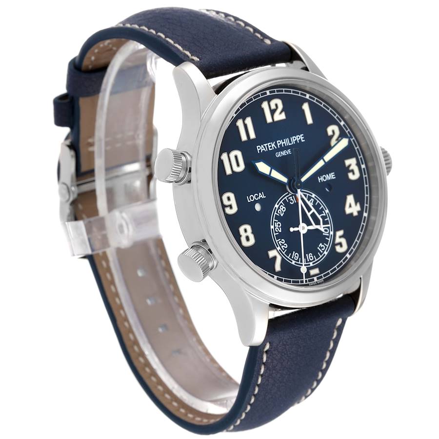Patek Philippe Calatrava White Gold Pilot Travel Time Mens Watch 5524G