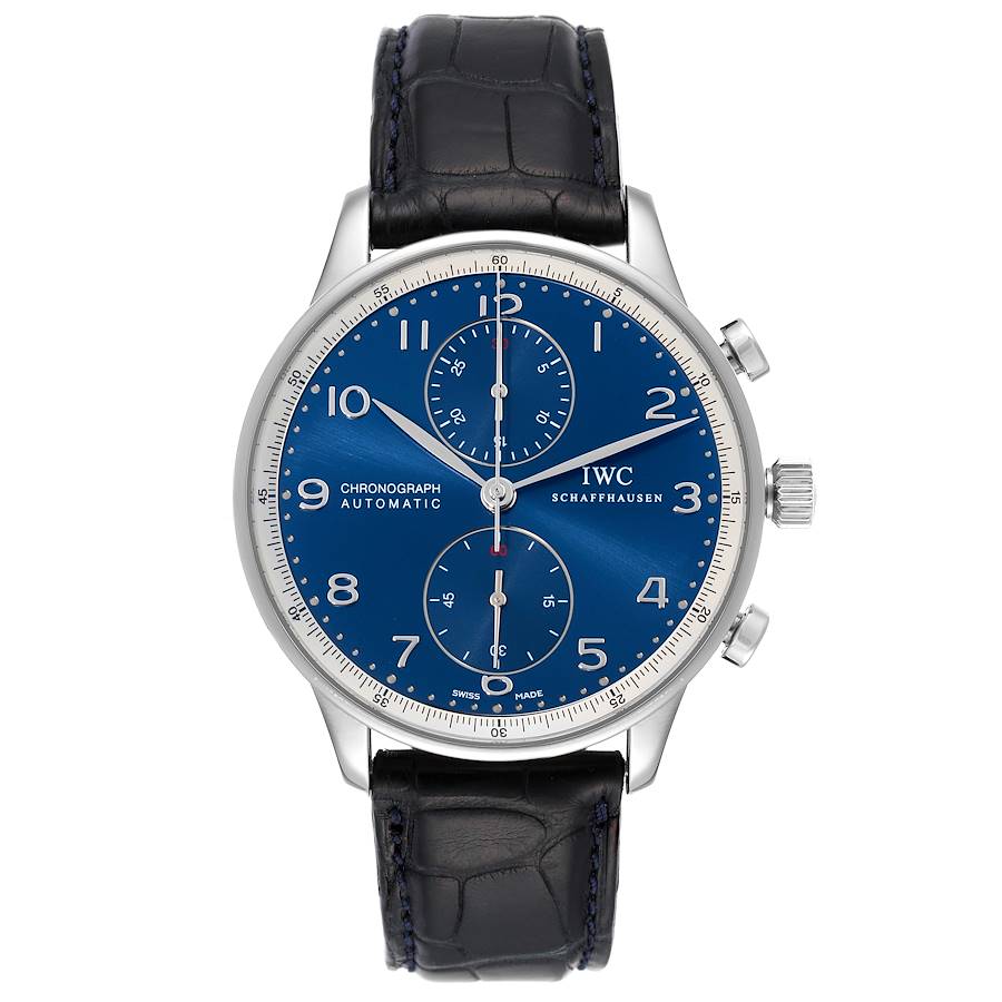 IWC Portuguese Chronograph Blue Dial Steel Mens Watch IW371432
