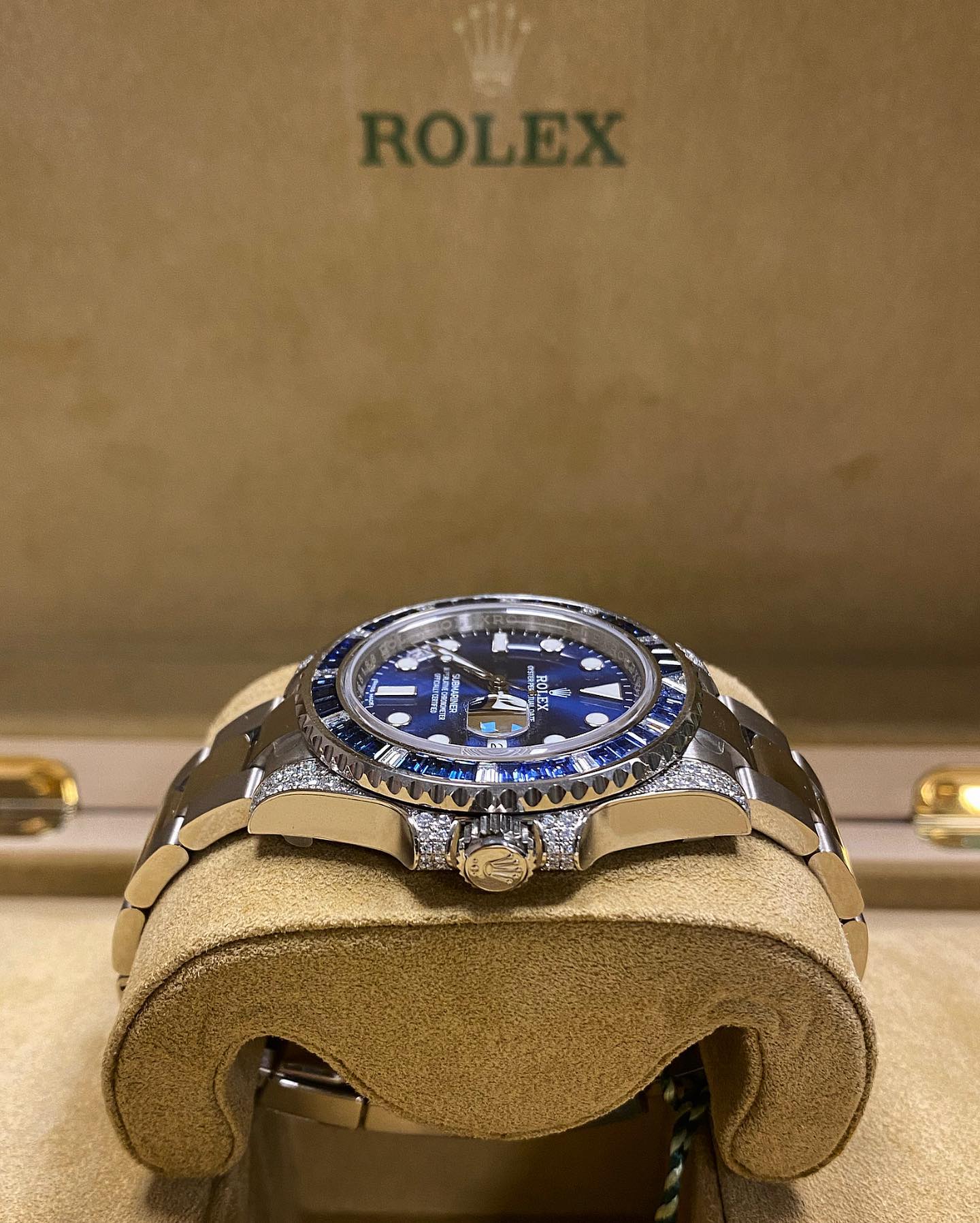 Rolex Submariner Date 116659 SABR 18K White Gold Diamonds Sapphires Unworn