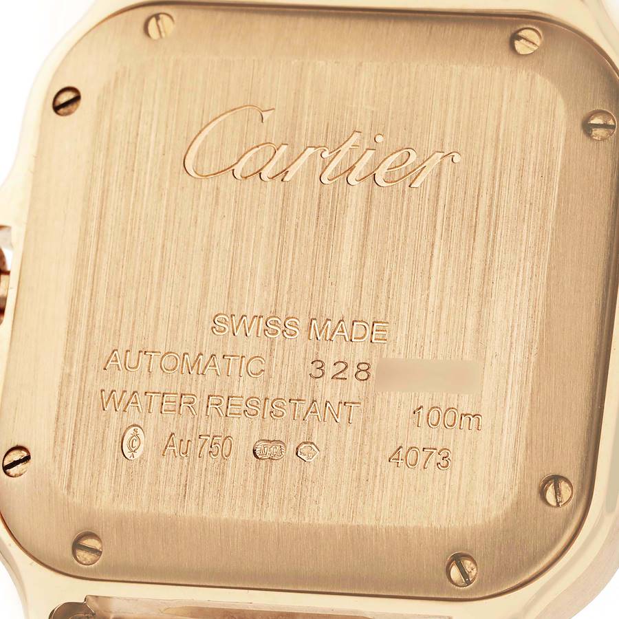 Cartier Santos Midsize Yellow Gold Diamond Mens Watch WJSA0008
