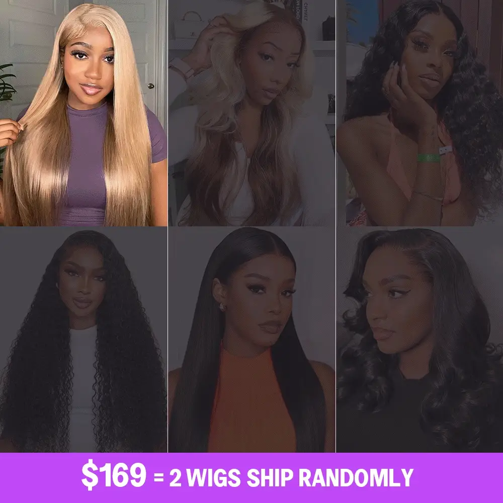 Megalook Mystery Box $169 Get 2 Different Lace Wigs 12-24Inch Human Hair Ship Randomly