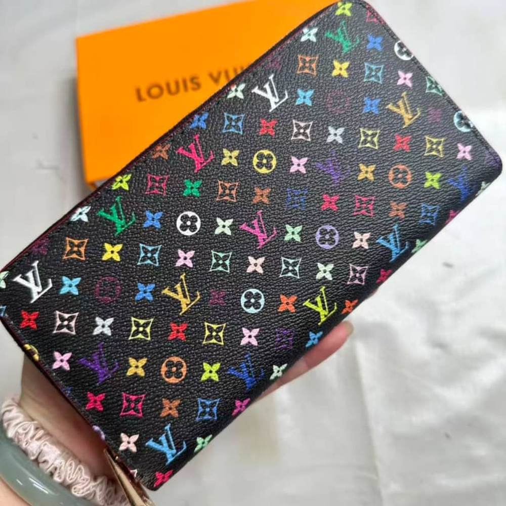 Louis Vuitton X Takashi Murakami Zippy Wallet Black Multicolored 19cm