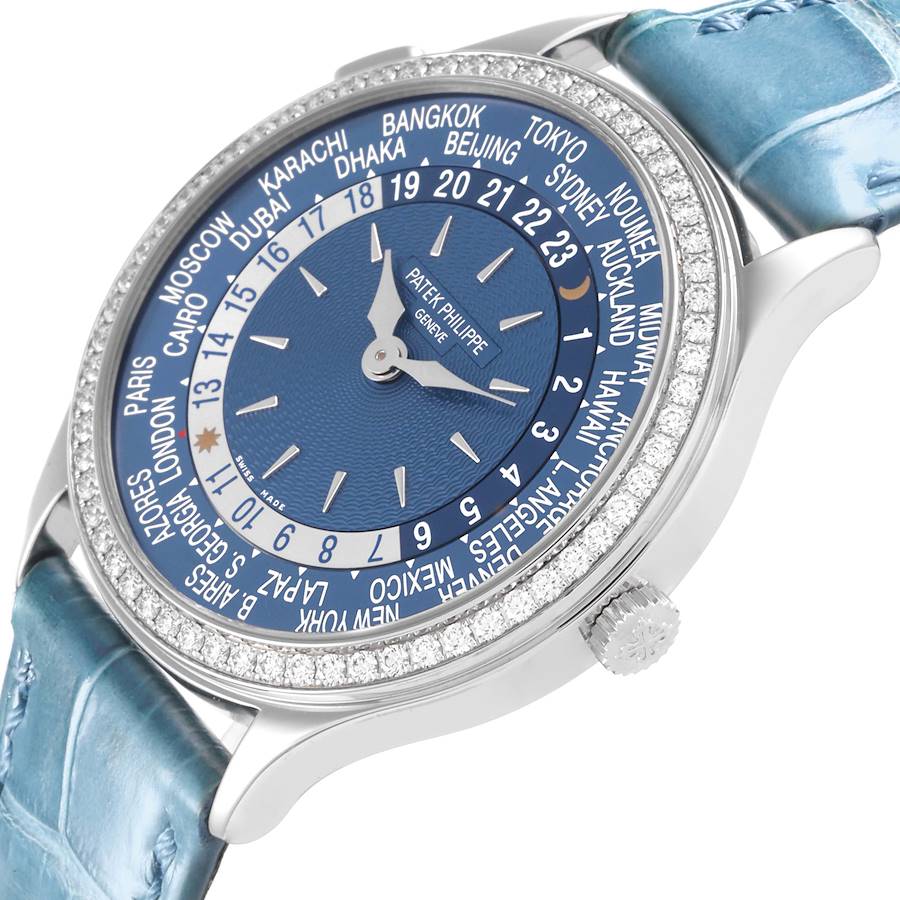 Patek Philippe World Time Complications White Gold Diamond Watch 7130 7130G