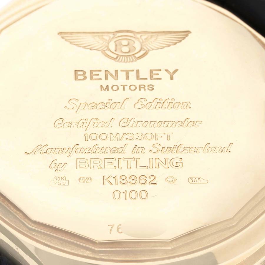 Breitling Bentley Motors GT White Dial Yellow Gold Mens Watch K13362