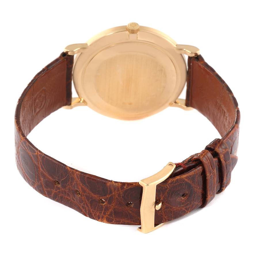 Patek Philippe Calatrava 18k Yellow Gold Brown Strap Mens Watch 3919