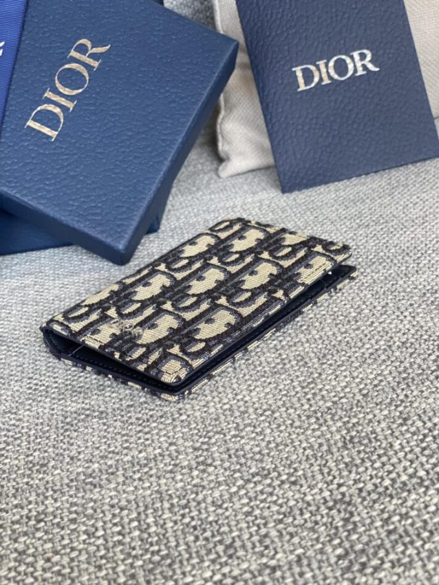 Replica Dior Bi Fold Card Holder Oblique White