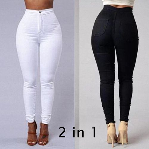White And Black 2-in-1 Stretch Skinny Jeans Skinny High-Rise Jeans
